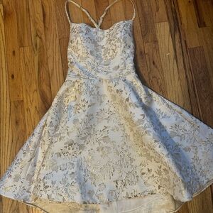 White and Gold Floral Dress
